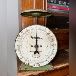 Antique vintage farmhouse industrial scale green patina